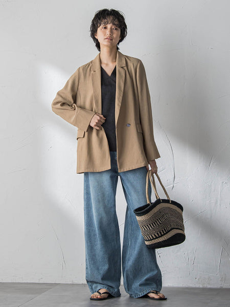 デニムワイドパンツ≪洗濯機で洗える≫