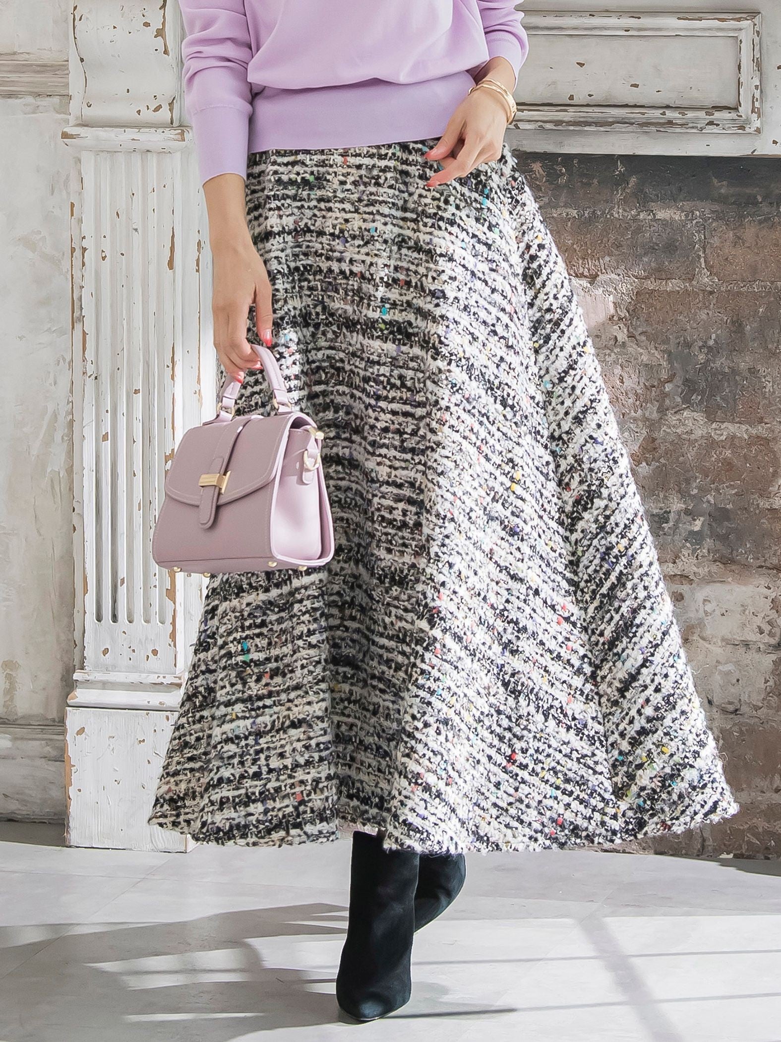 CLARENSONミックスツイードスカート