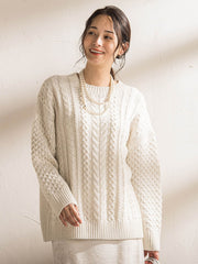 【WEB限定】ケーブル柄編みニット≪洗える≫