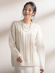 【WEB限定】ケーブル柄編みニット≪洗える≫