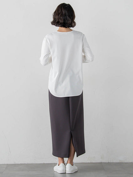 袖口レース切替カットソー