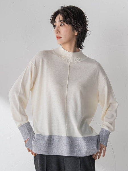 【大きいサイズ/新色追加】ファインウールハイネックニット