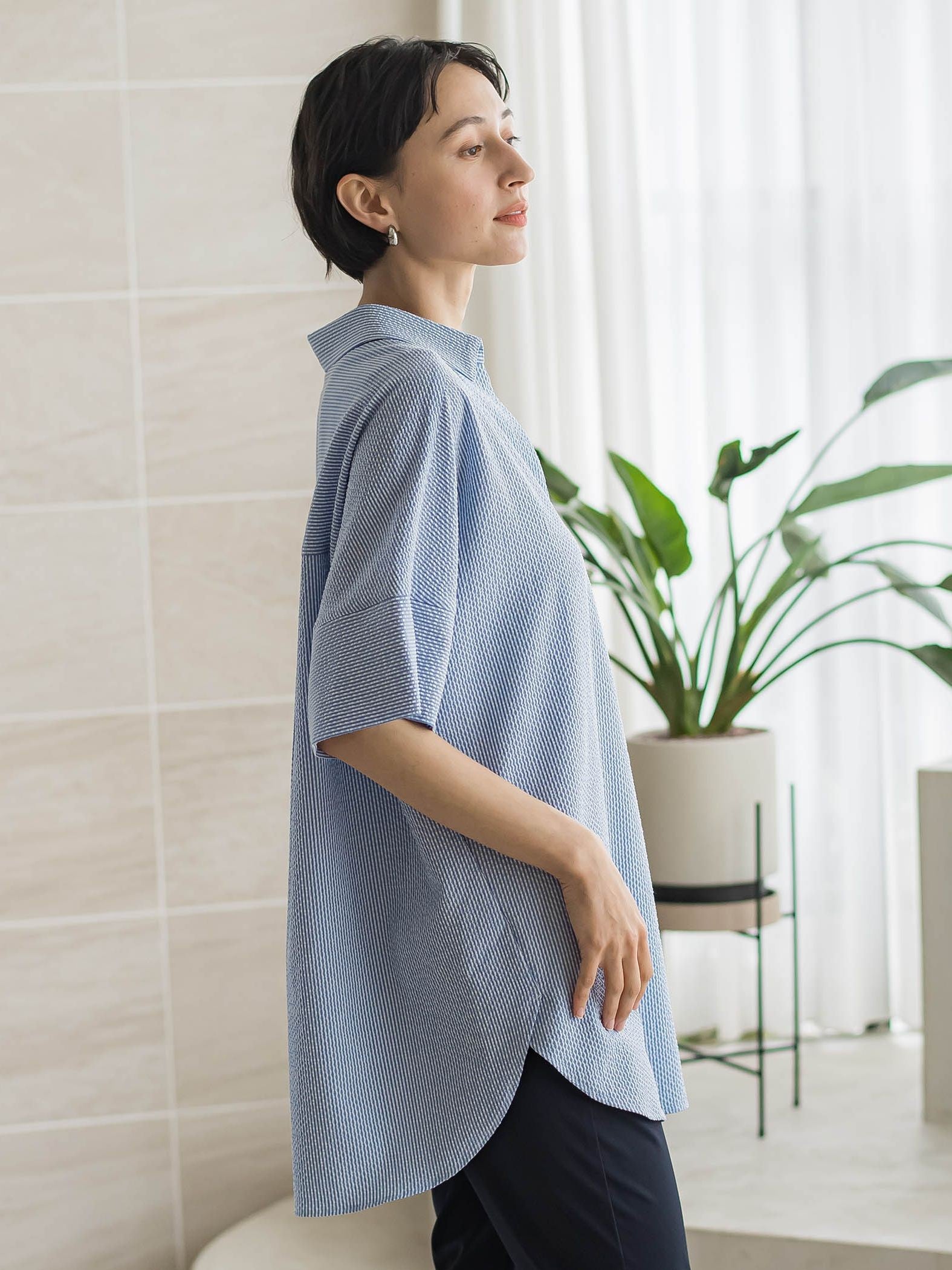 【WEB限定/大きいサイズ/追加生産】”着るだけでサマになる”頼れるスキッパーチュニック