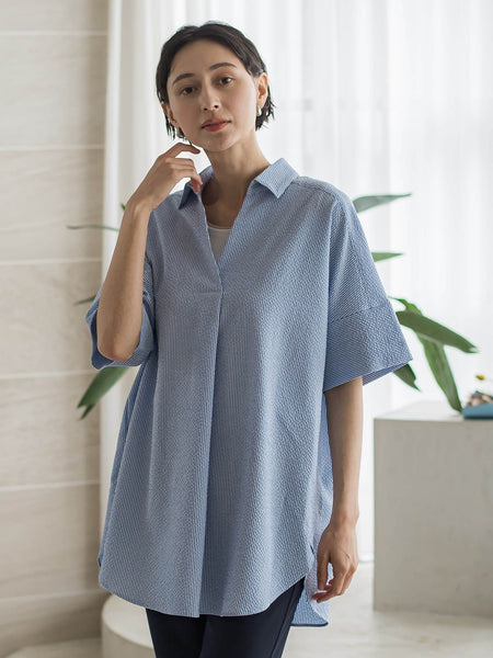 【WEB限定/大きいサイズ/追加生産】”着るだけでサマになる”頼れるスキッパーチュニック