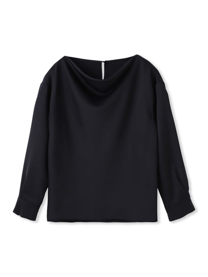 クレープサテン長袖ブラウス ≪手洗い可能≫