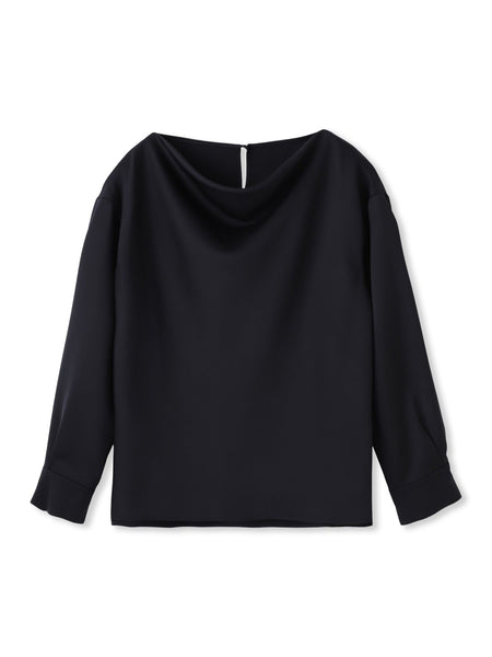 クレープサテン長袖ブラウス ≪手洗い可能≫