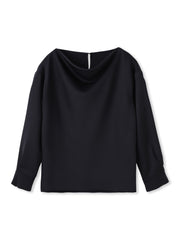 クレープサテン長袖ブラウス ≪手洗い可能≫