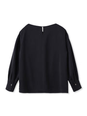 クレープサテン長袖ブラウス ≪手洗い可能≫