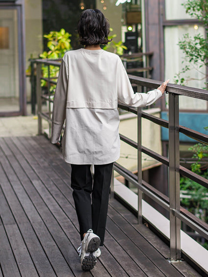 【大きいサイズ】【biyori】”どんな着こなしもシャレ見え”ドッキングカットソー≪洗濯機で洗える≫
