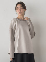 スエード×リブ変形切替えプルオーバー≪手洗い可能≫