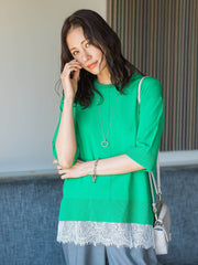 裾レーススムースカットソー