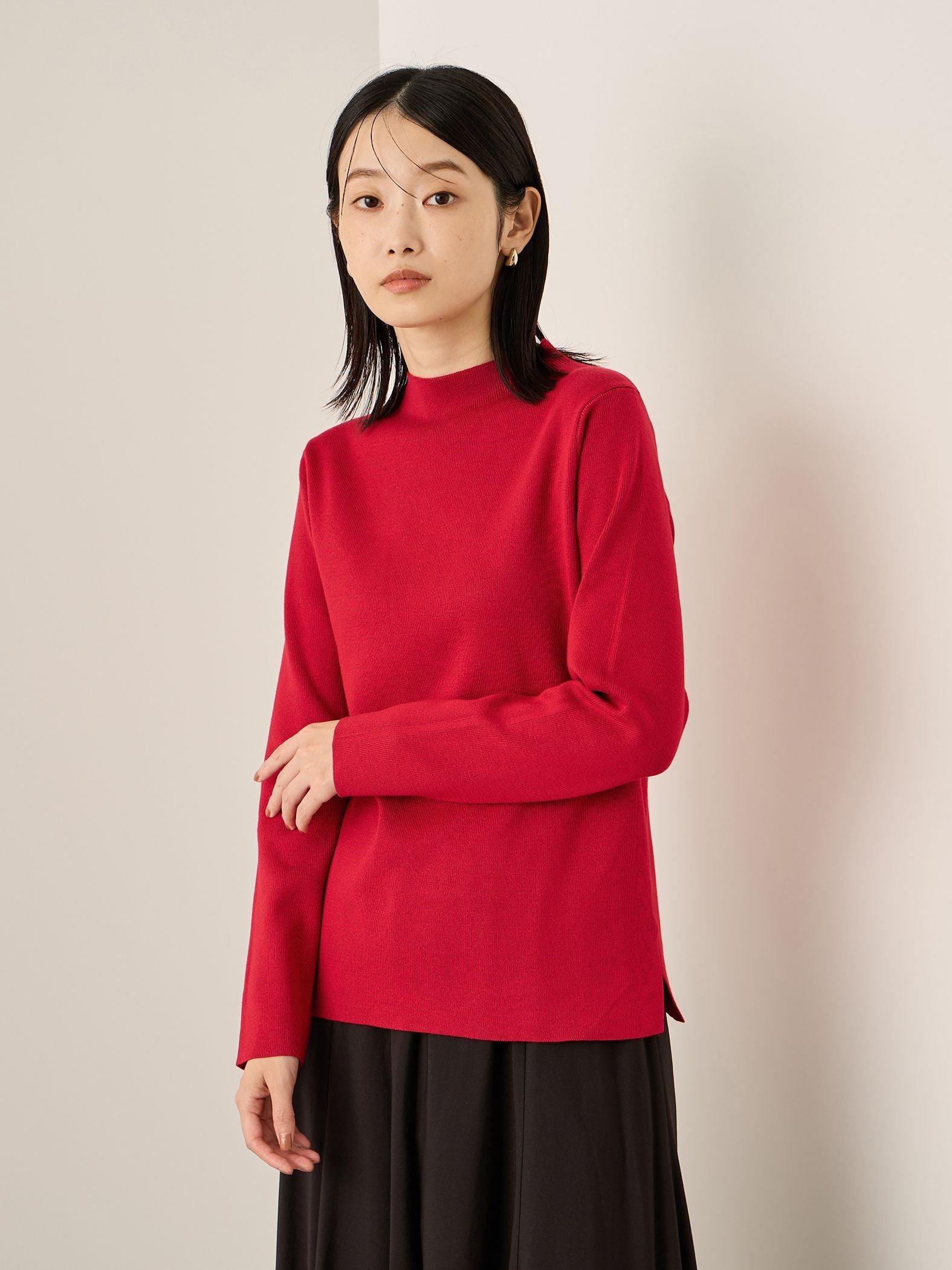 ハイネック総針ニットプルオーバー≪手洗い可能≫