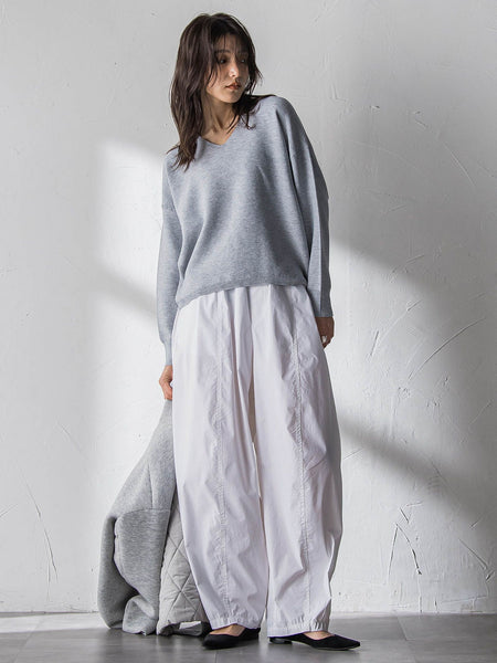 Vネックラメガーターニットプルオーバー≪手洗い可能≫