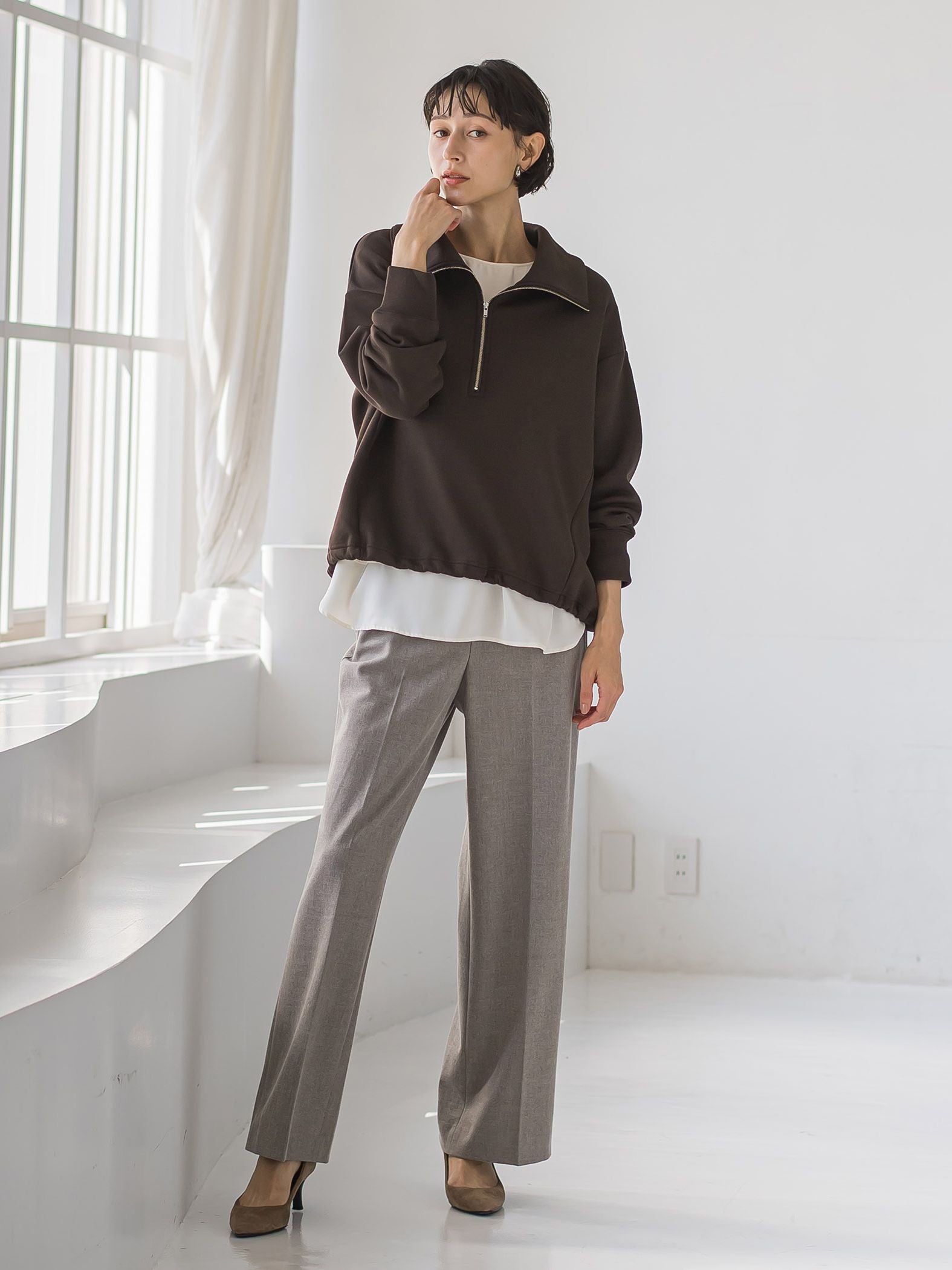 【WEB限定】裏起毛ジッププルオーバー