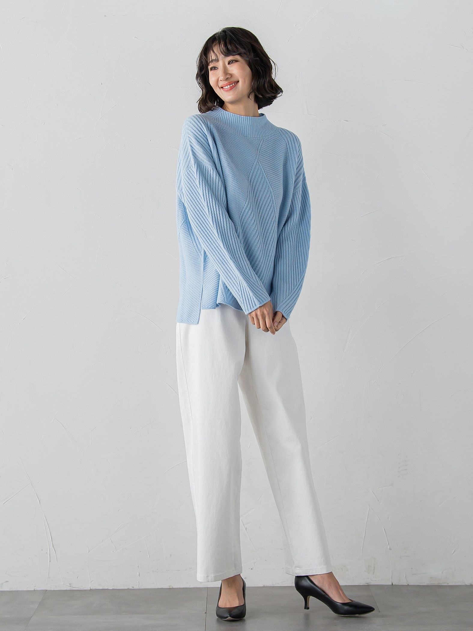 【大きいサイズ】ヘリンボーンニット