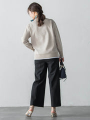 配色クルーネックニット≪洗える≫