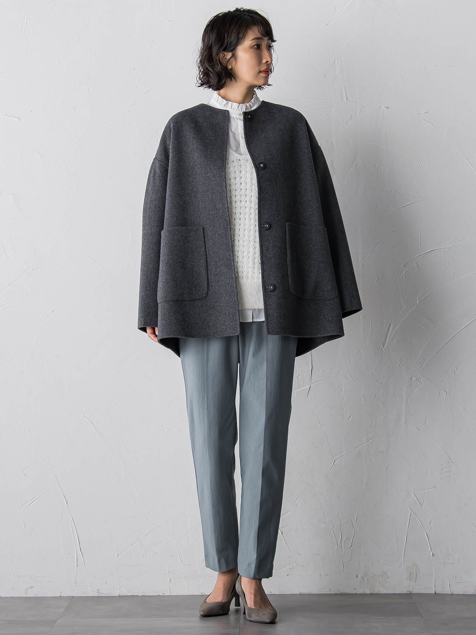 透かしフェザーニットジレ