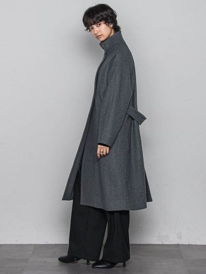 ライトジャージメルトンスタンドカラーロングコート