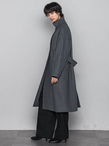 ライトジャージメルトンスタンドカラーロングコート