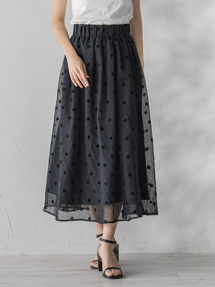 【WEB限定】麻調シアーフロッキードットスカート
