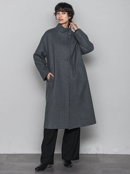 ライトジャージメルトンスタンドカラーロングコート