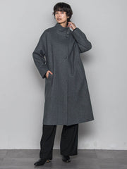 ライトジャージメルトンスタンドカラーロングコート