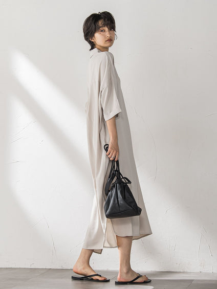 【WEB限定】スキッパーチュニックワンピース≪洗濯機で洗える≫