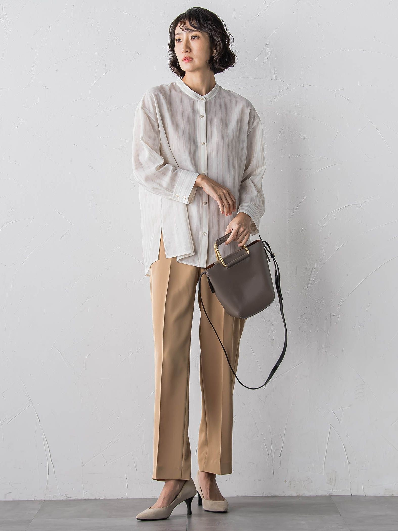 【大きいサイズ】【受注会限定】トリアセチノテーパードパンツ