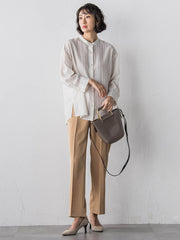 【大きいサイズ】【受注会限定】トリアセチノテーパードパンツ