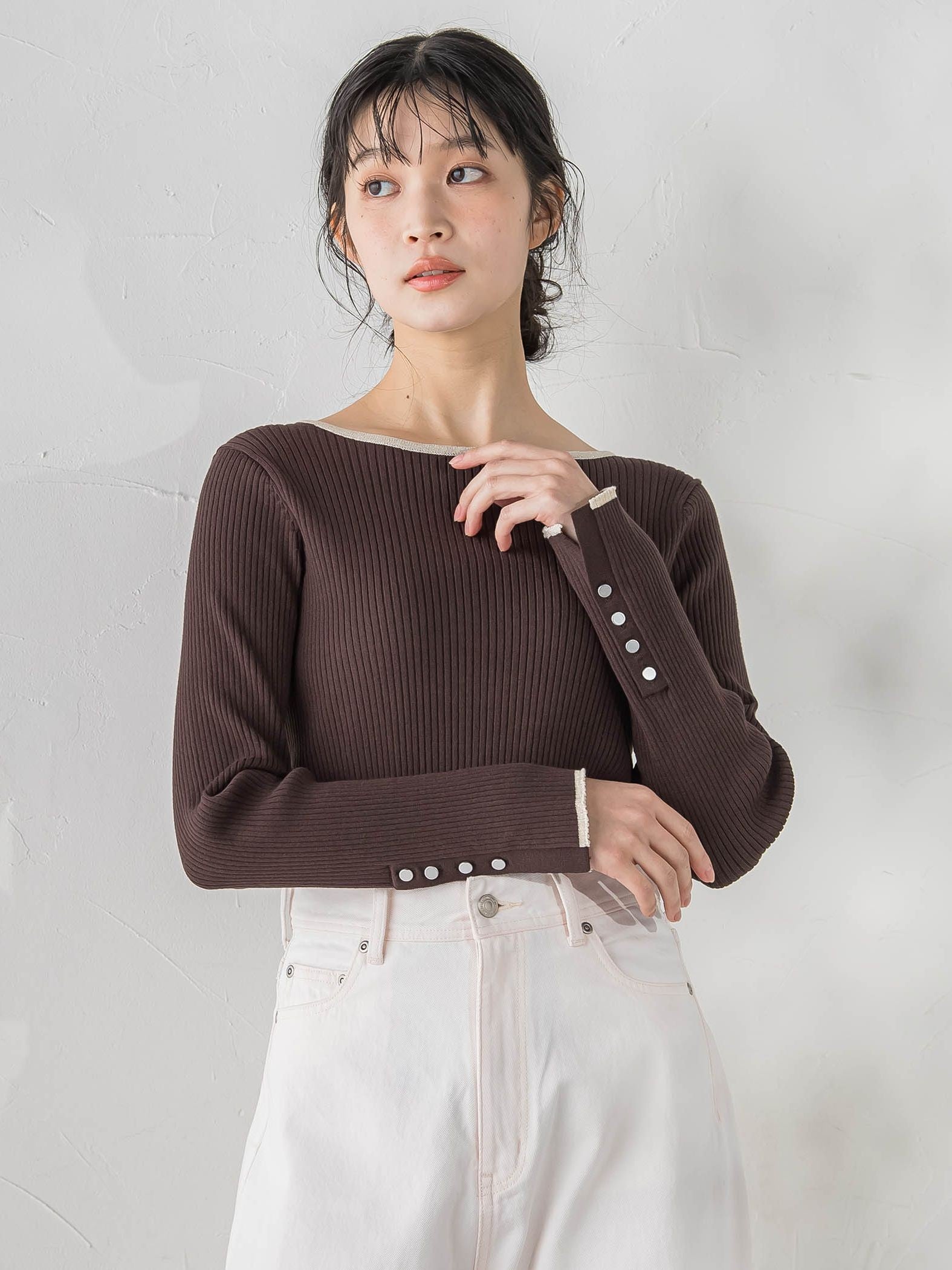 配色RIBニット≪手洗い可能≫