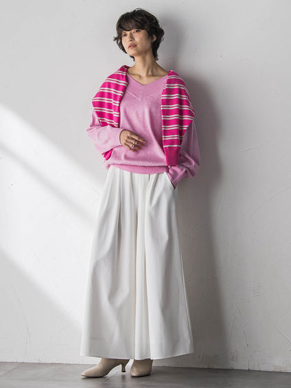 シャンブレーイージーキュロットパンツ≪手洗い可能≫