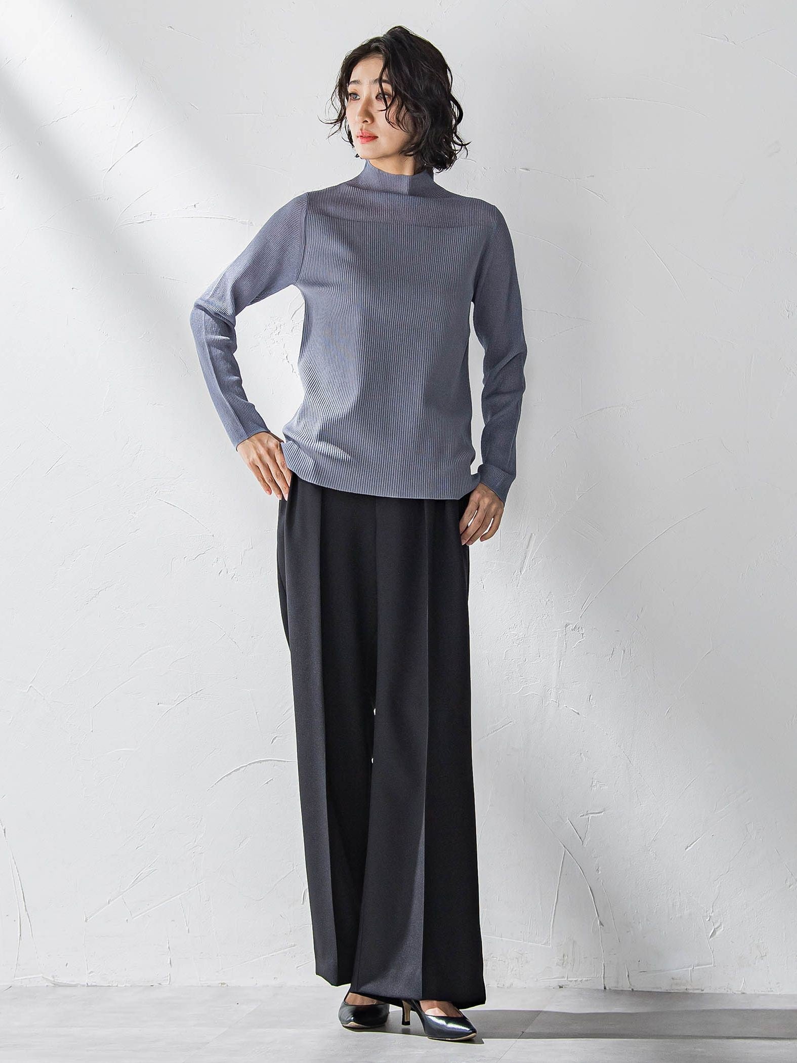 【WEB限定】タックワイドパンツ≪洗濯機で洗える≫