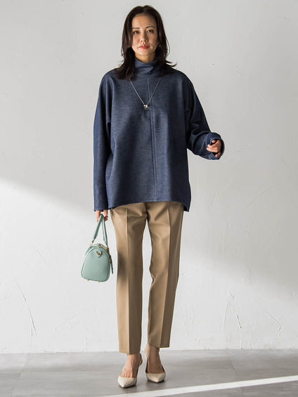 【WEB限定】裏毛布スタンドネックプルオーバー≪毛玉防止・ストレッチ≫