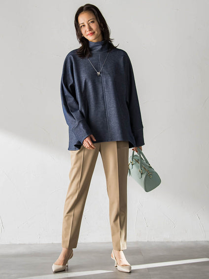 【WEB限定】裏毛布スタンドネックプルオーバー≪毛玉防止・ストレッチ≫