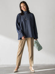 【WEB限定】裏毛布スタンドネックプルオーバー≪毛玉防止・ストレッチ≫