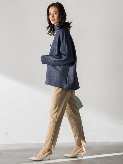 【WEB限定】裏毛布スタンドネックプルオーバー≪毛玉防止・ストレッチ≫