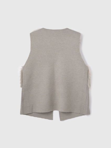 フロントフェイクファーニットベスト