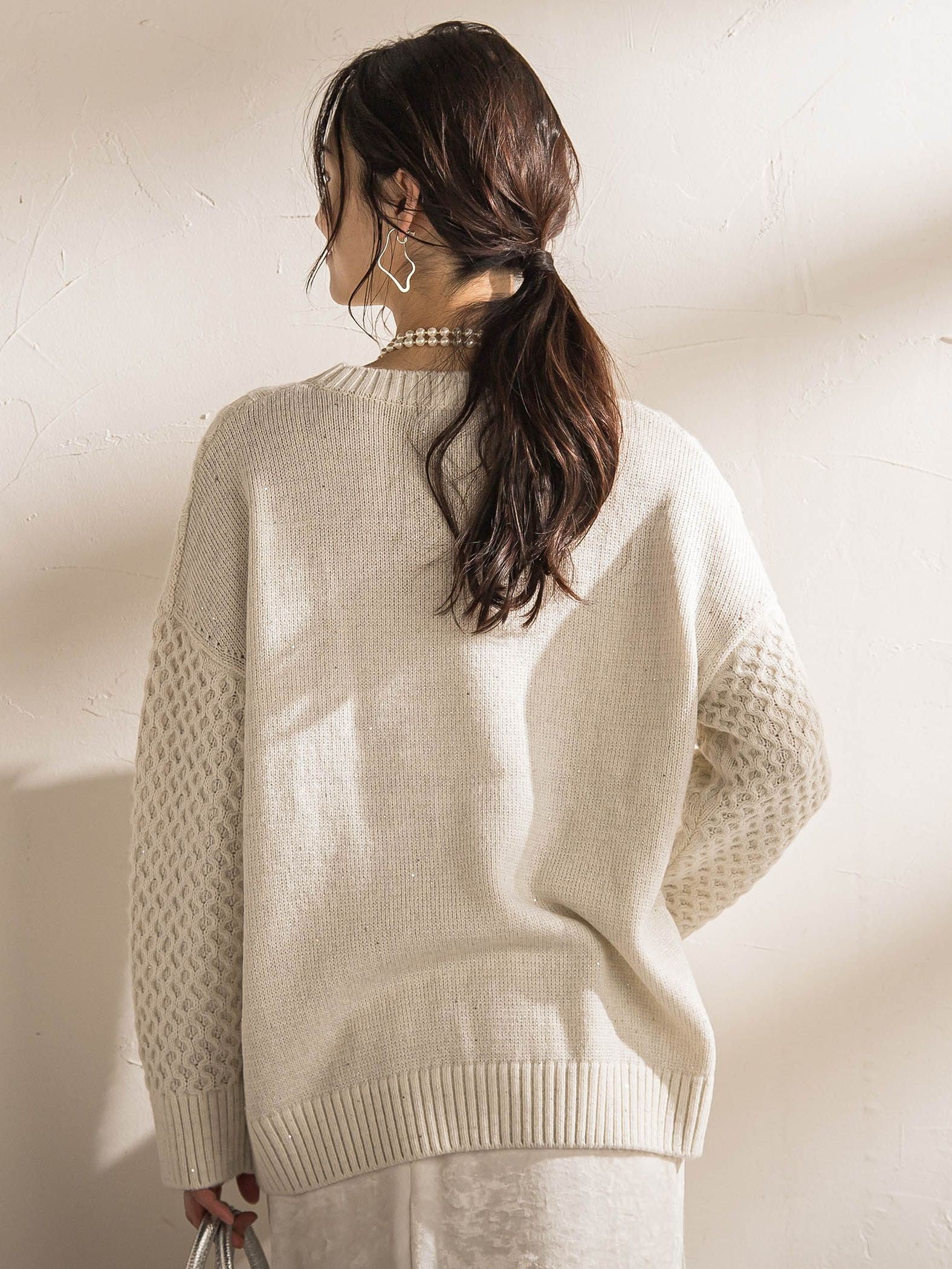 【WEB限定】ケーブル柄編みニット≪洗える≫