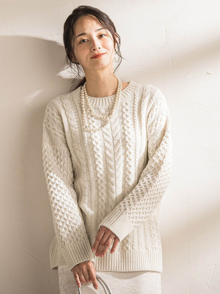 【WEB限定】ケーブル柄編みニット≪洗える≫