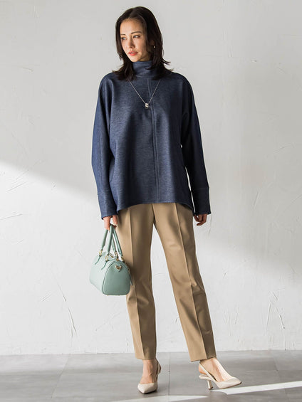 【WEB限定】裏毛布スタンドネックプルオーバー≪毛玉防止・ストレッチ≫