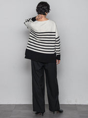 【ふわもち】ボーダーニット≪洗濯機で洗える≫