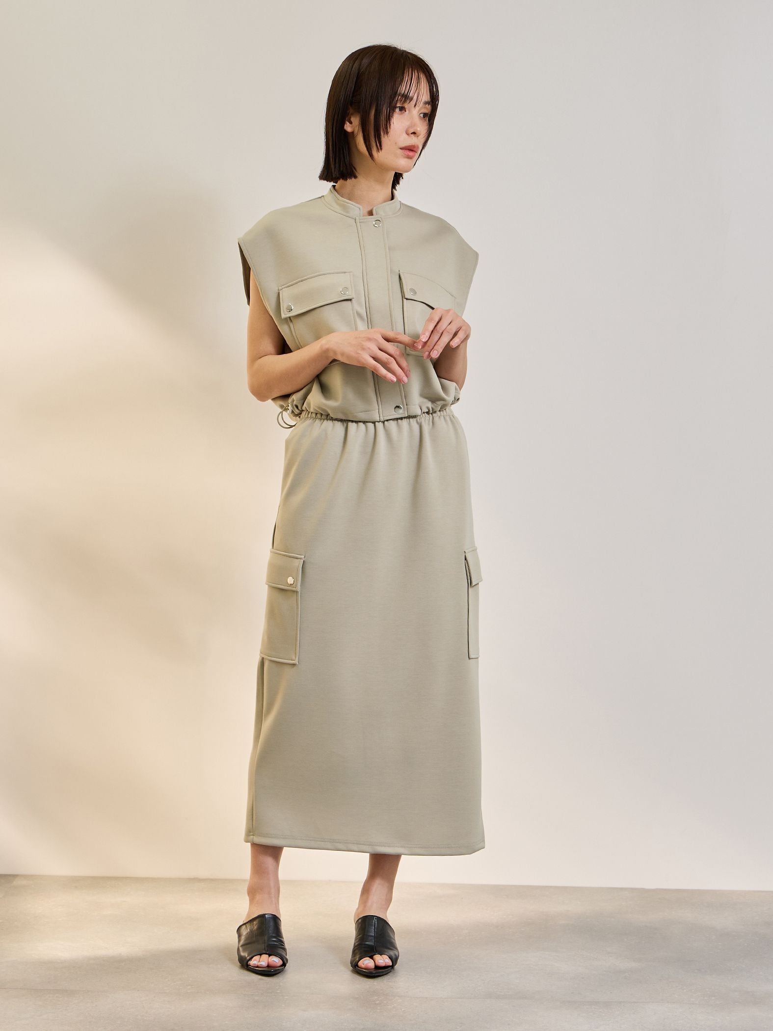 【SET】ダンボールニットベスト×スカート2ピース