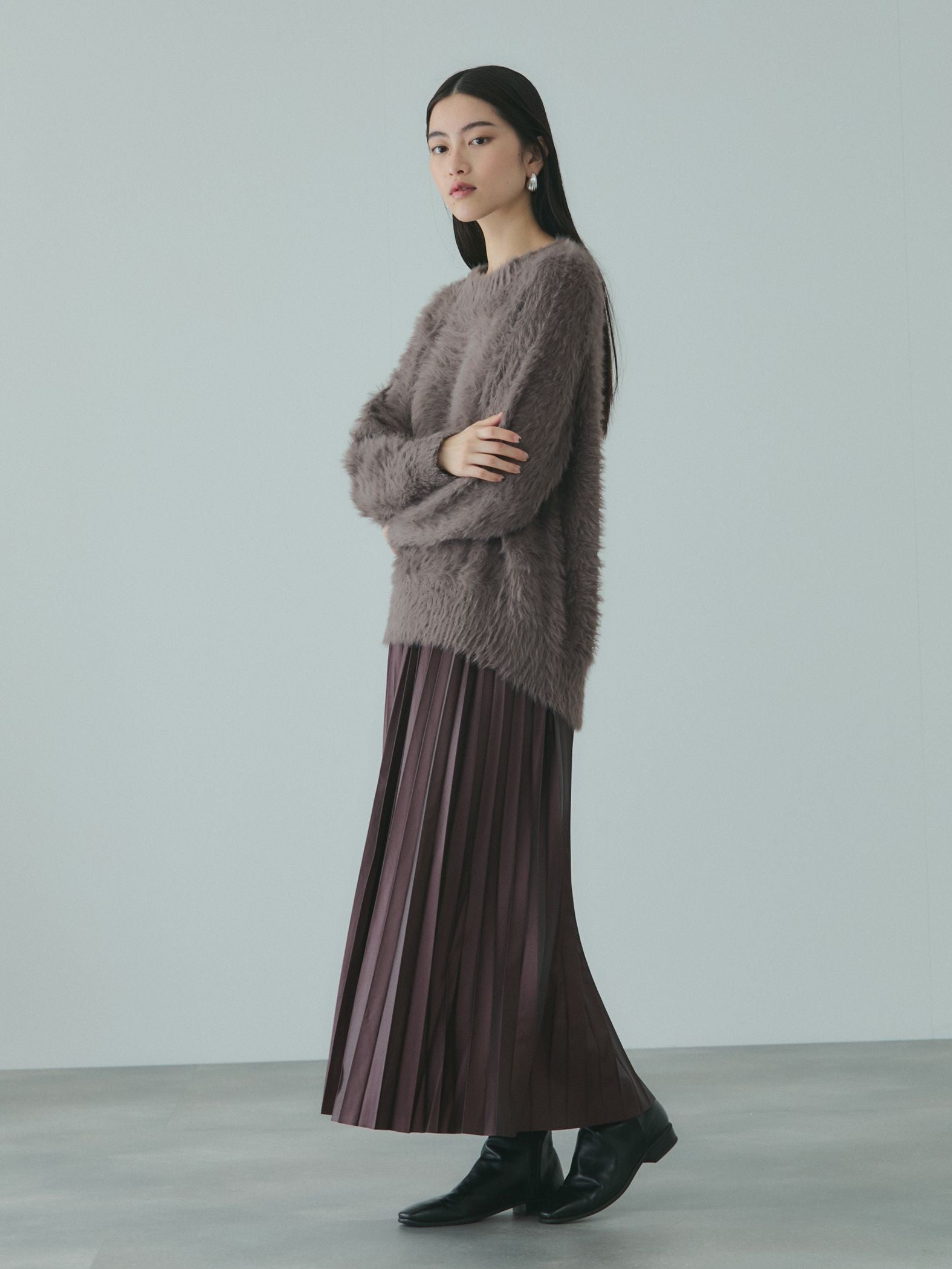 カーブヘムシャギーニットプルオーバー≪手洗い可能≫