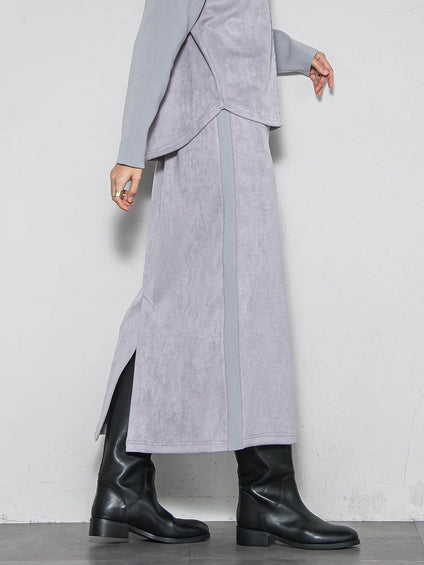 【新色追加】スウェード調×ニットスカートセットアップ≪手洗い可能≫