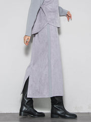 【新色追加】スウェード調×ニットスカートセットアップ≪手洗い可能≫