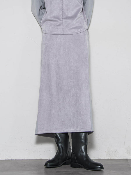 【新色追加】スウェード調×ニットスカートセットアップ≪手洗い可能≫