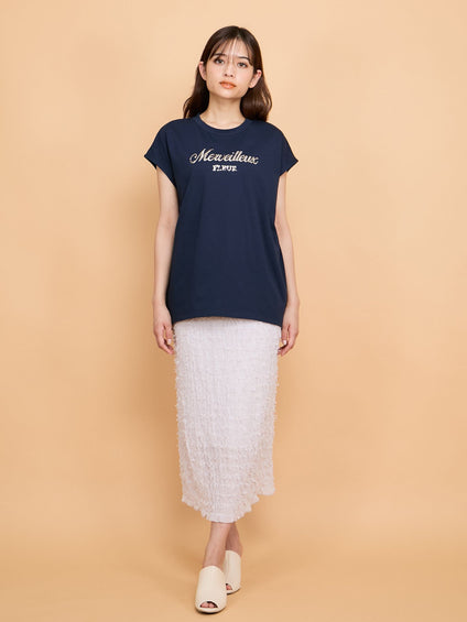 スパンコール刺繍ロゴTシャツ≪手洗い可能≫