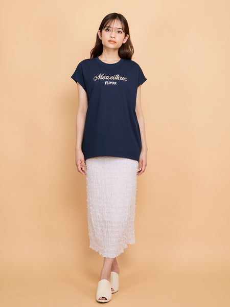 スパンコール刺繍ロゴTシャツ≪手洗い可能≫