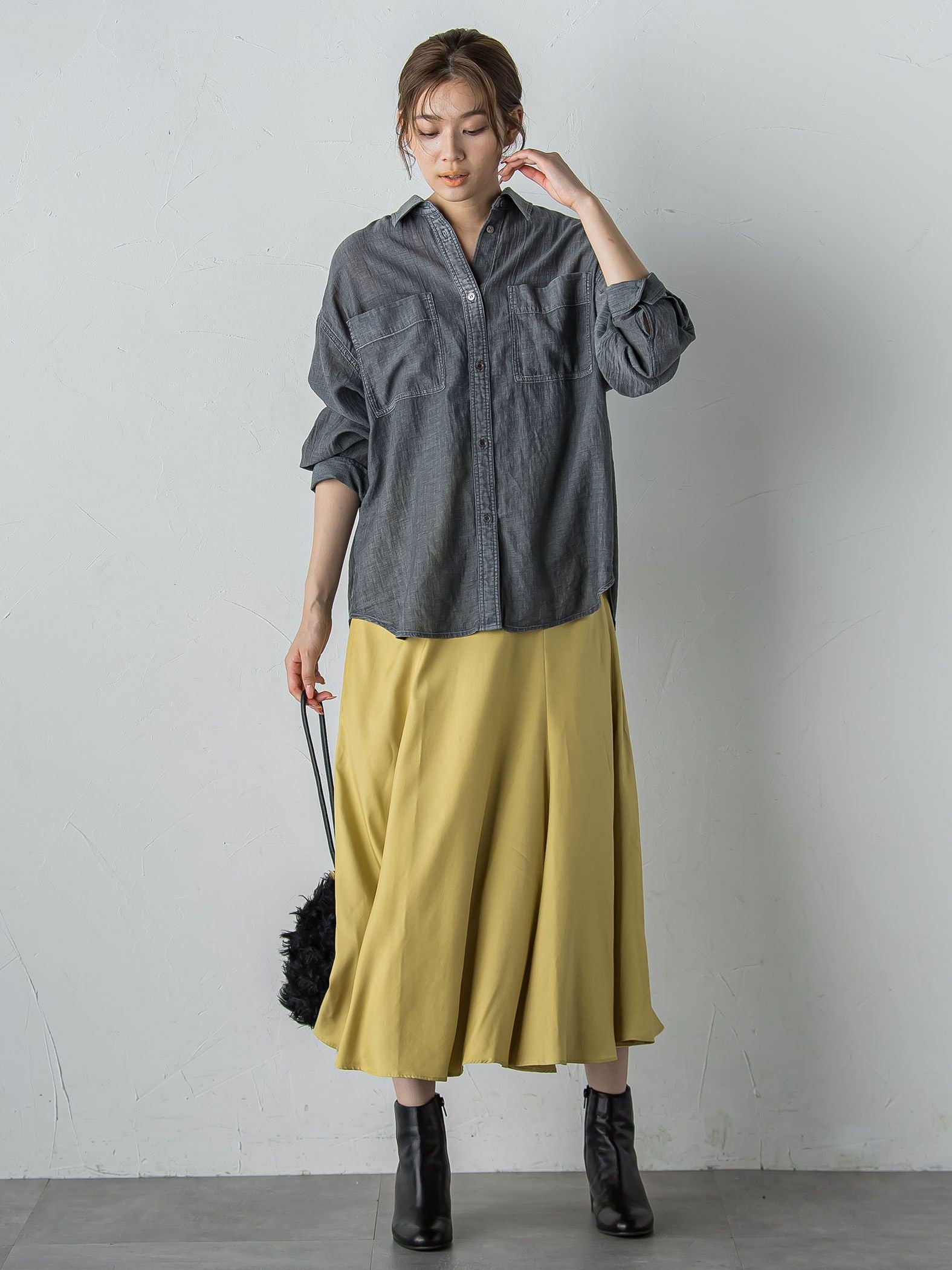 シアーデニムシャツ≪洗濯機で洗える≫