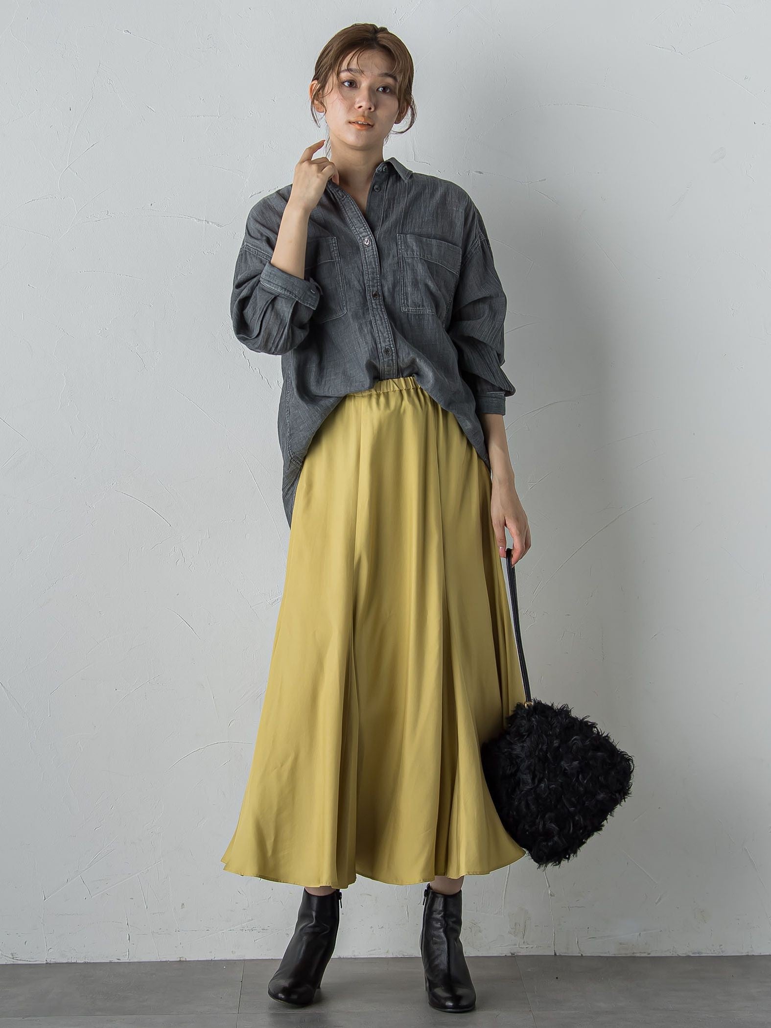 シアーデニムシャツ≪洗濯機で洗える≫